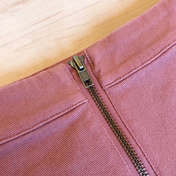Corduroy Pink Mauve Zippered A-Line Mini Skirt - Picture 3 of 3